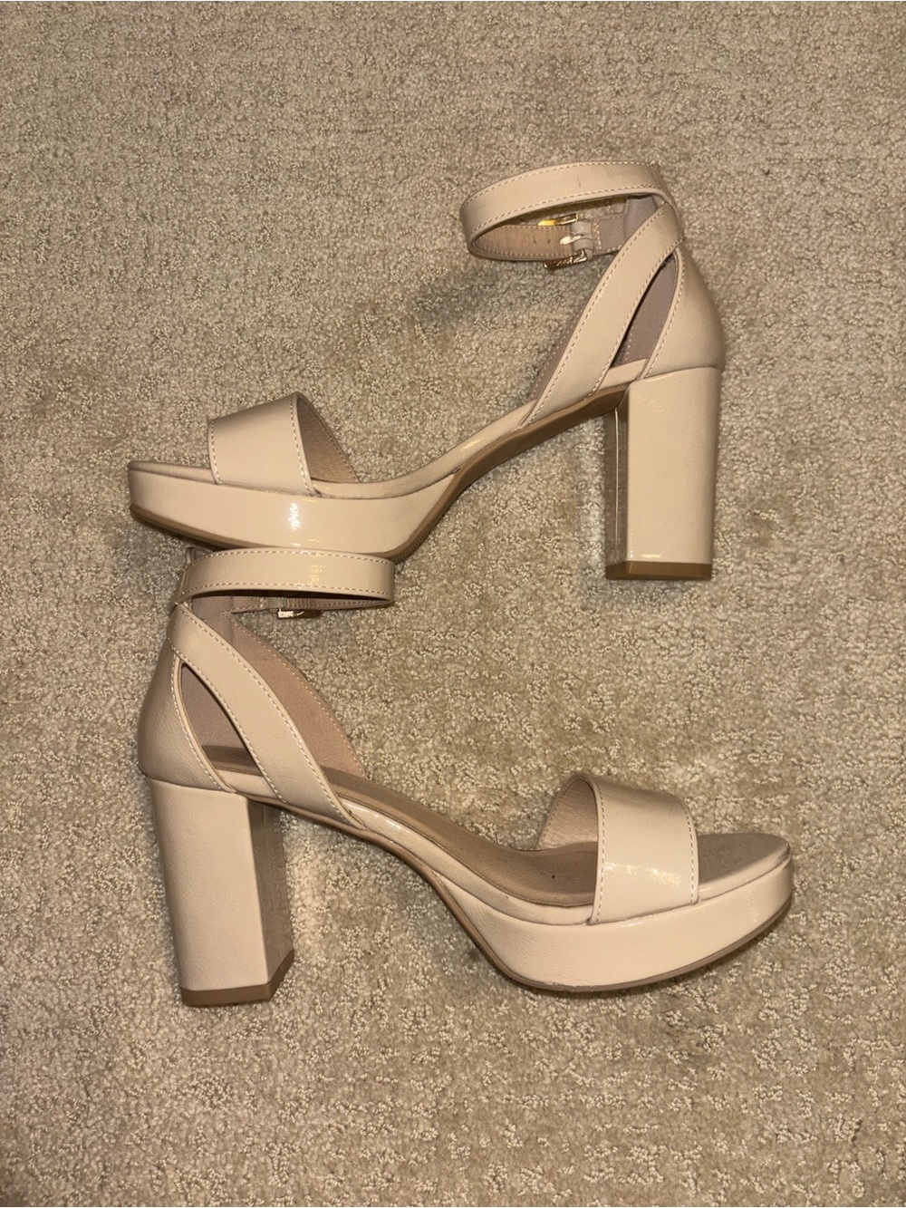 CL by Laundry Beige Ankle-Strap Open-Toe Heels
